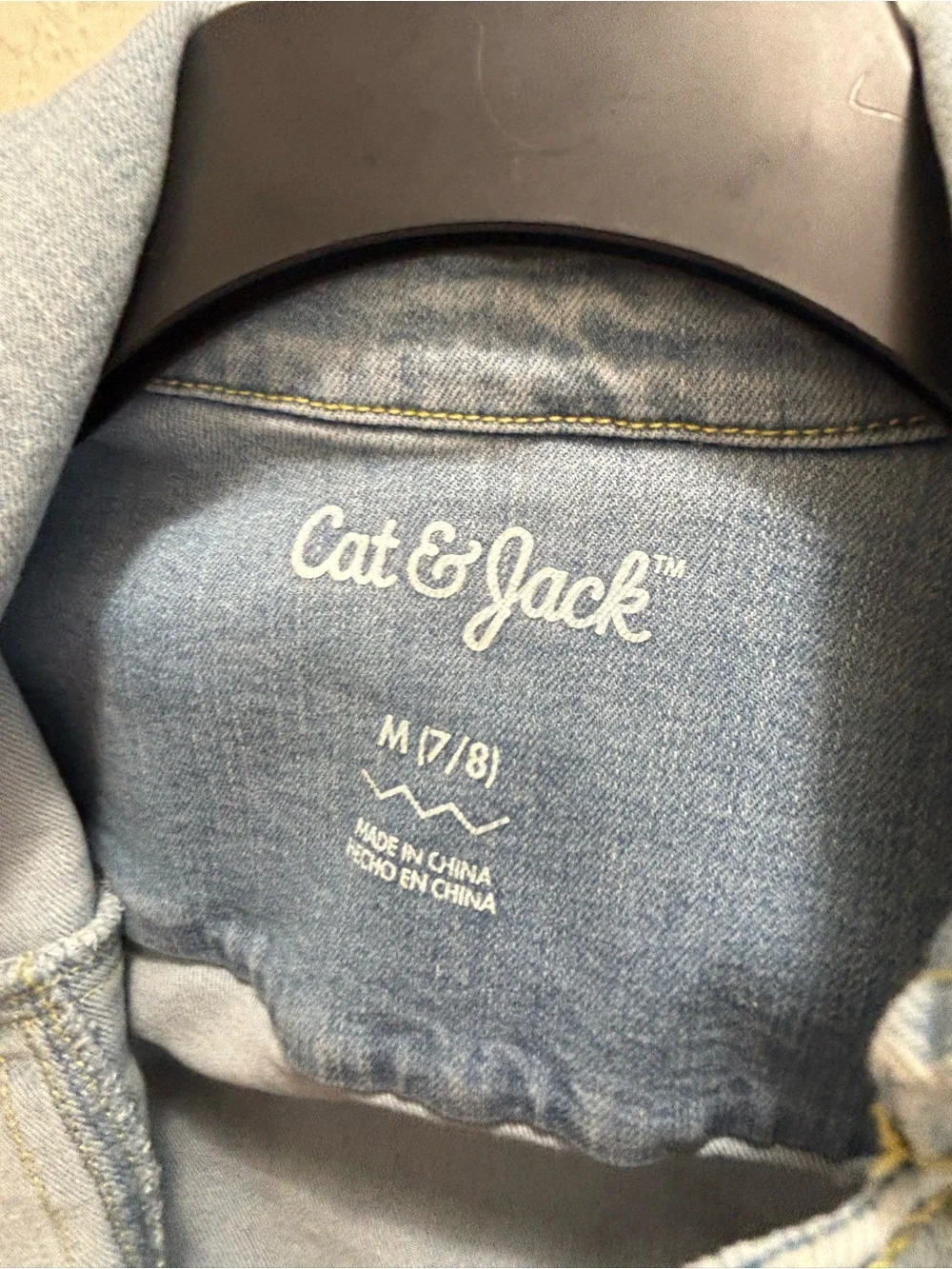 Cat & Jack Light Wash Denim Jacket with Yellow Stitching